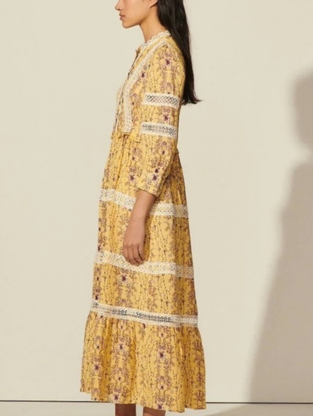 NWOT SANDRO | $580 Angeliqua Lace Detailed Maxi Dress - Picture 8 of 11
